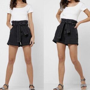 NEW Pistola Black High Rise Paperbag Shorts Size 25